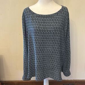 Loft light dark blue long rollable sleeve blouse Size L EUC